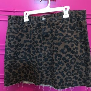 Leopard denim skirt